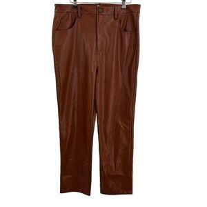 BB Dakota Steve Madden Brown Vegan Leather Pant Large‎ New